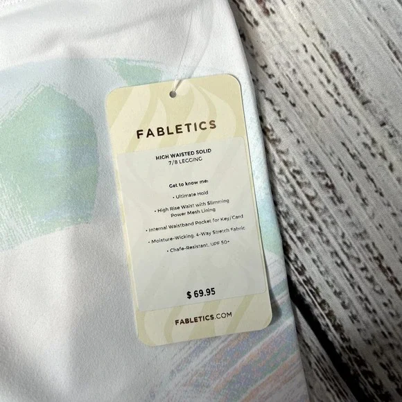 Fabletics High Waisted White & Pastel 7/8 Leggings Athletic MEDIUM - Picture 3 of 4